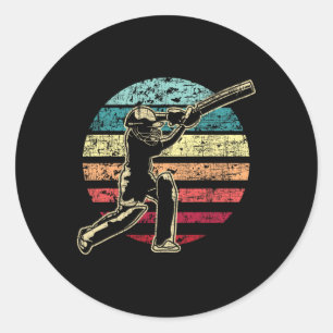 Retro Vintage Cricket Game - Cricketer Cricketing  Classic Round Sticker