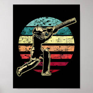 Retro Vintage Cricket Game Cricketer Cricketing Tt Poster