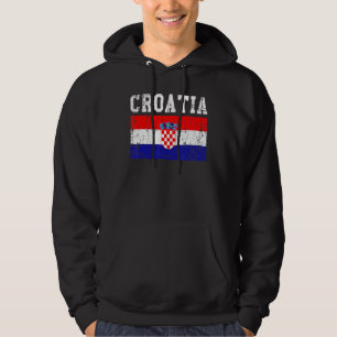Retro Vintage Croatia Flag Croatian Roots Hoodie