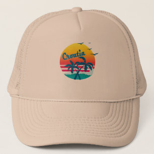 Retro Vintage croatia Sunset, #croatia Trucker Hat