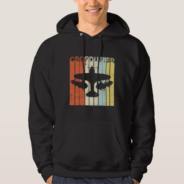 Retro Vintage Crop Duster Plane Hoodie (Front)