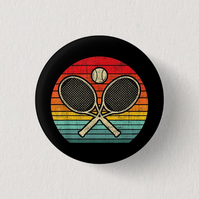 Retro Vintage Crossed Tennis Racket - Sports Lover 3 Cm Round Badge (Front)