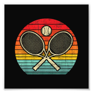 Retro Vintage Crossed Tennis Racket - Sports Lover Photo Print