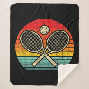 Retro Vintage Crossed Tennis Racket - Sports Lover Sherpa Blanket