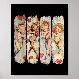 Retro Vintage Cupid Happy Valentines Day Poster