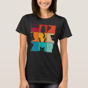 Retro Vintage Curious Black Cat Meme For Cat Mom C T-Shirt