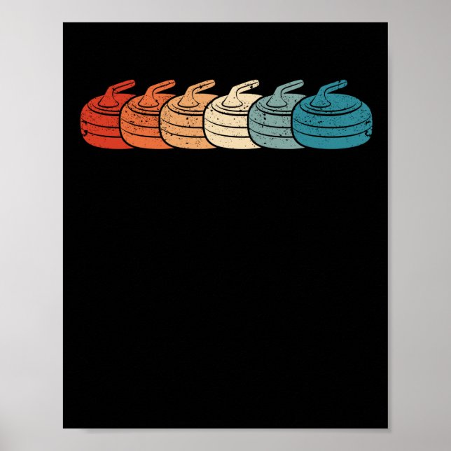 Retro Vintage Curling Player Curler Winter Ice Poster (Front)