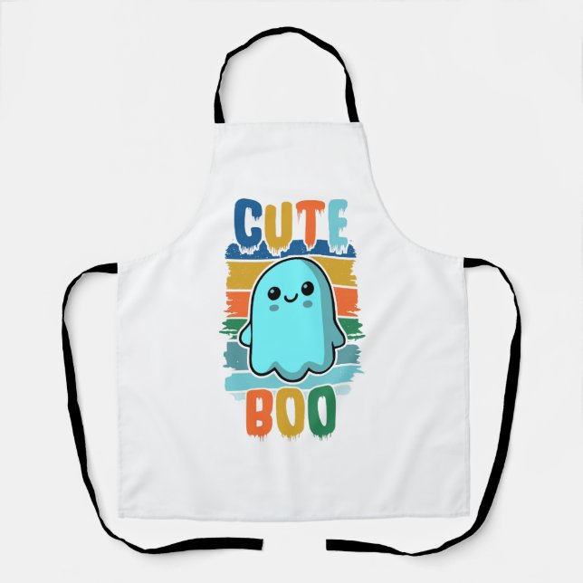 Retro Vintage Cute Halloween Ghost Apron (Front)