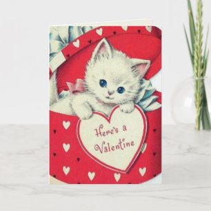 Retro Vintage Cute Kitten Custom Valentine's Day Holiday Card