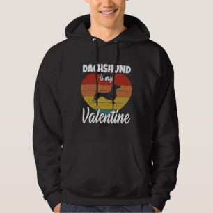 Retro Vintage Dachshund Dog Lover Heart Valentines Hoodie