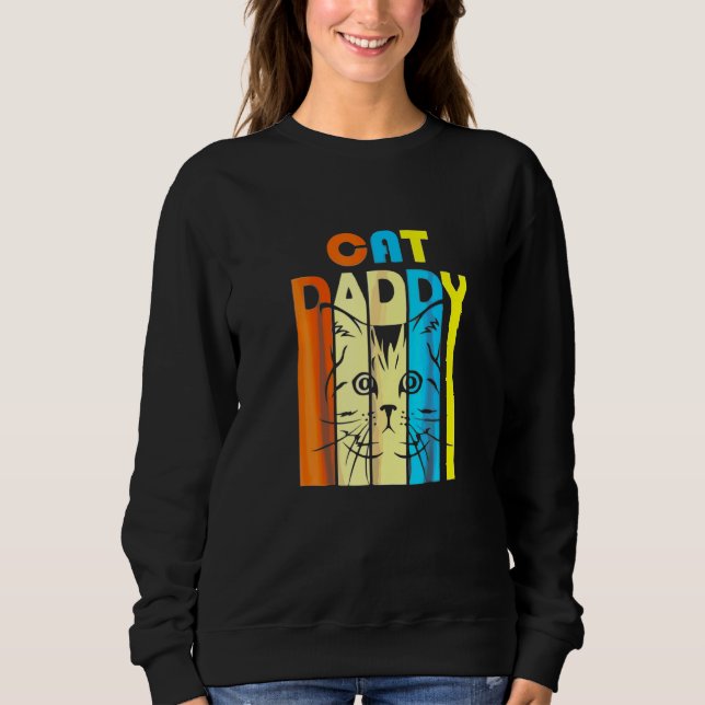 Retro Vintage Daddy Cat Fatherday Sweatshirt (Front)