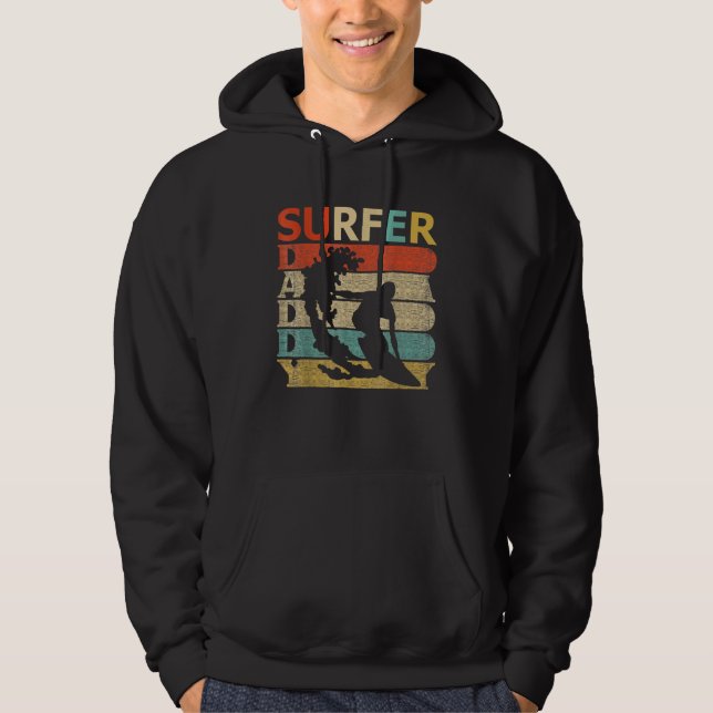 Retro Vintage Daddy Surfer  Surfing Dad Hoodie (Front)