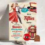 Retro Vintage Dance Fifties Adult Party Invitation<br><div class="desc">Retro 50's Pin Up Style Party Invitation | 1950's Adult Birthday Invitation | Vintage Pin Up Girls Birthday Invitation | Red Fifties Adult Party</div>