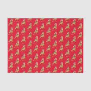 retro vintage deer Christmas tiled  Tissue Paper