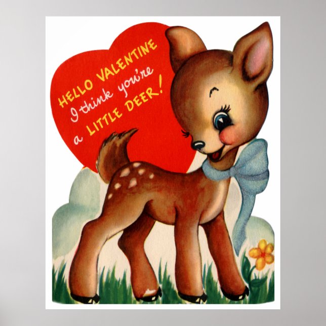 Retro vintage deer Holiday Valentine poster (Front)