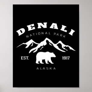 Retro Vintage Denali National Park For Kids Hiking Poster