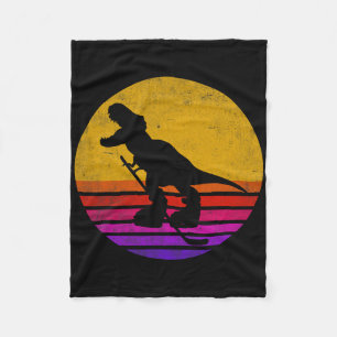 Retro Vintage Dinosaur Ice Hockey Dinosaur  Fleece Blanket