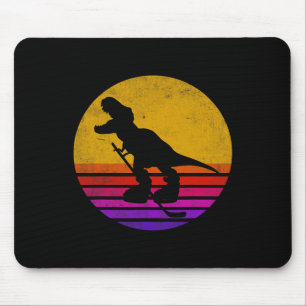 Retro Vintage Dinosaur Ice Hockey Dinosaur  Mouse Mat
