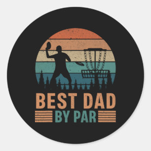 Retro Vintage Disc Golf Dad - Best Dad By Par Disc Classic Round Sticker