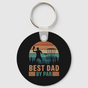 Retro Vintage Disc Golf Dad - Best Dad By Par Disc Key Ring