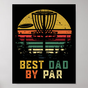 Retro Vintage Disc Golf Dad - Best Dad By Par Disc Poster