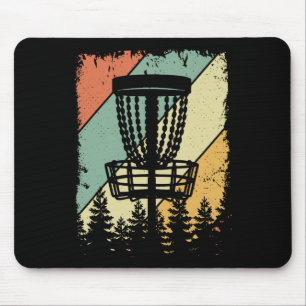 Retro Vintage Disc Golf Sket Trees Frisbee Golf Lo Mouse Mat