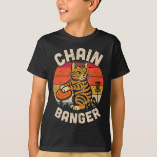 Retro Vintage Disc Golfer Cat Chain Nger Disc Golf T-Shirt
