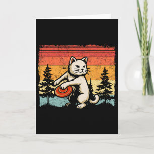 Retro Vintage Disc Golfer Cat Disc Golf Player  Card