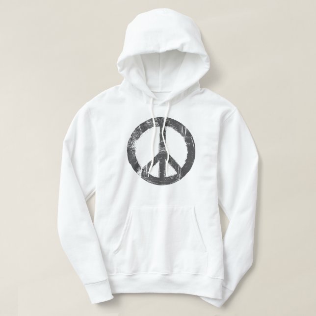 Retro Vintage Distressed Design Peace Sign  Hoodie (Design Front)