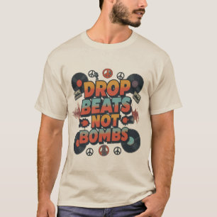 Retro Vintage DJ Music T-Shirt with Peace and Beat