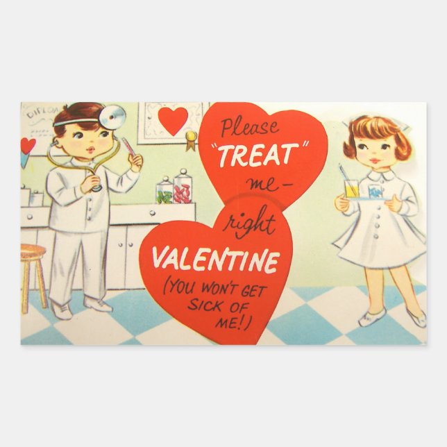 Retro Vintage Doctor Nurse Valentine sticker (Front)