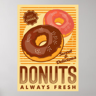 retro vintage doughnuts business poster