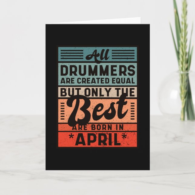 Retro Vintage Drummer Birthday April Card (Front)