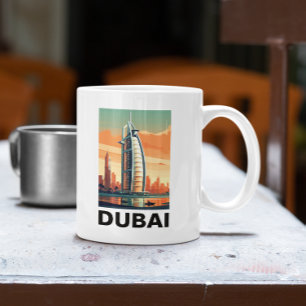 Retro Vintage Dubai UAE Skyline Coffee Mug