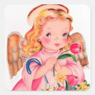 Retro vintage Easter Angel Holiday sticker