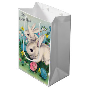 retro vintage Easter bunnies Holiday Medium Gift Bag
