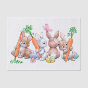 retro vintage Easter bunnies Holiday party Tissue Paper