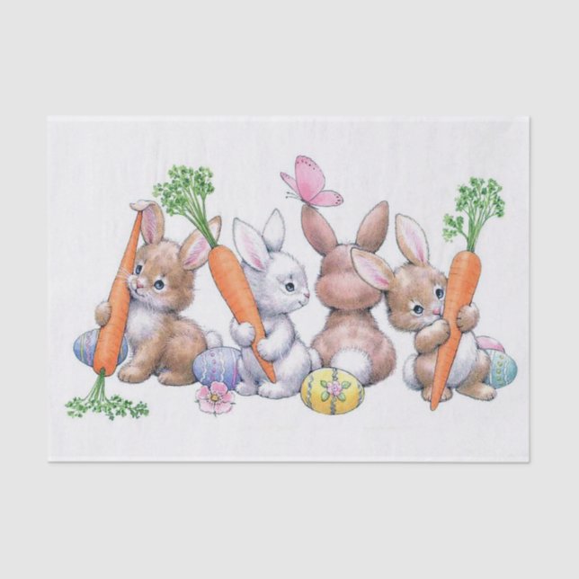 retro vintage Easter bunnies Holiday party Tissue Paper (Front)