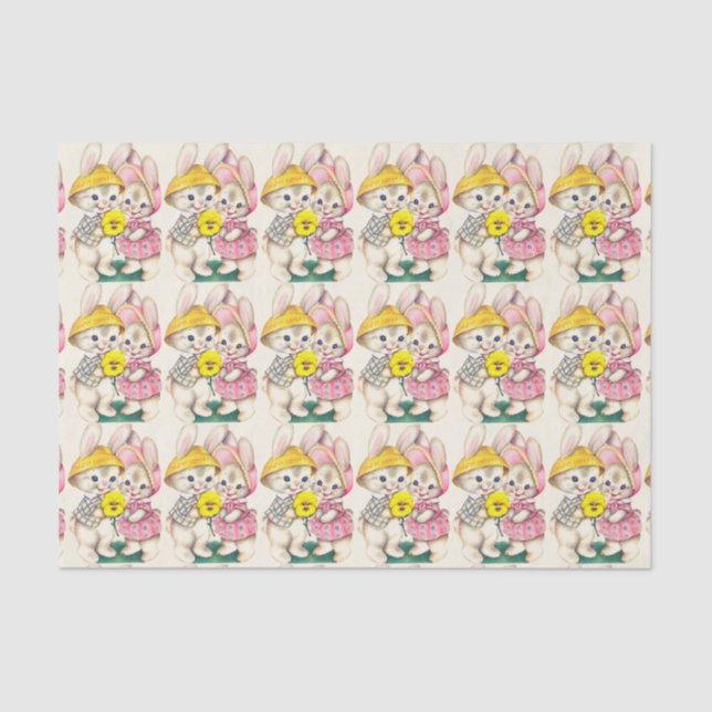retro vintage Easter bunnies Holiday Tissue Paper (Front)