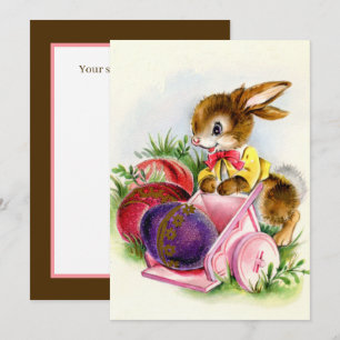 retro vintage Easter bunny Holiday Card