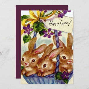 retro vintage Easter bunny Holiday card