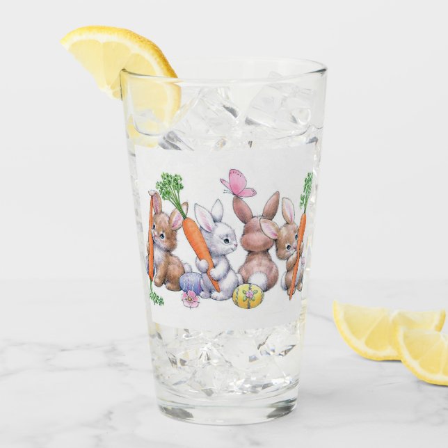 retro vintage Easter bunny Holiday Glass (Front Ice)