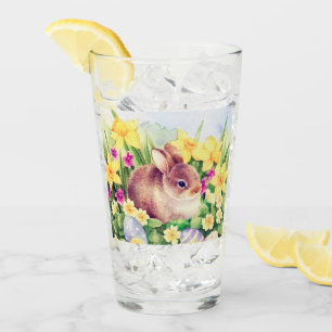 retro vintage Easter bunny Holiday Glass