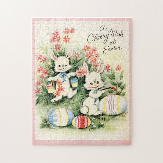retro vintage Easter bunny Holiday Jigsaw Puzzle (Vertical)