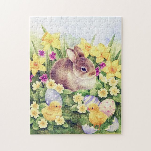 retro vintage Easter bunny Holiday Jigsaw Puzzle (Vertical)