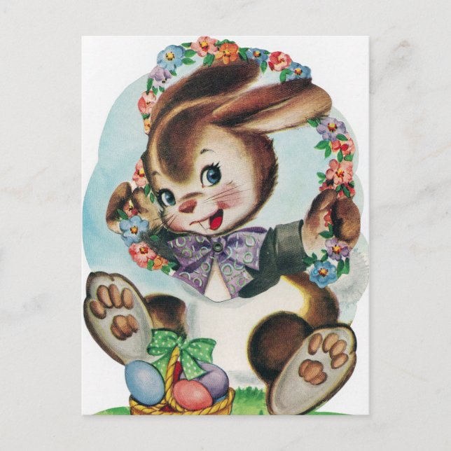 Retro vintage Easter bunny Holiday postcard (Front)