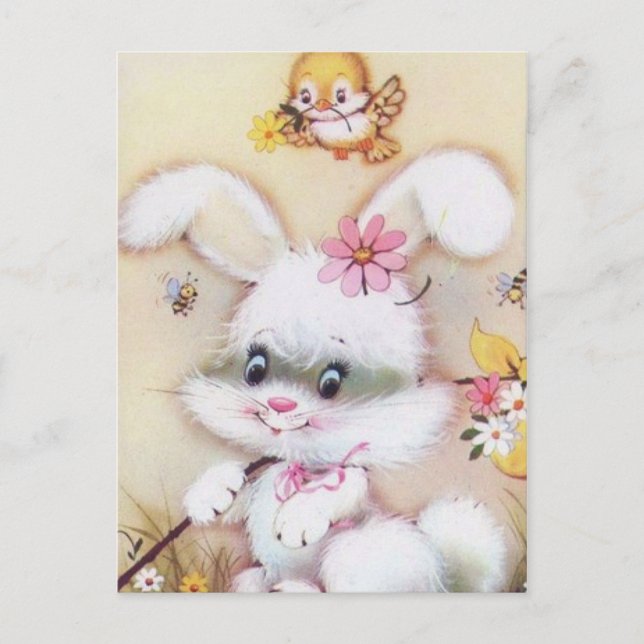 retro vintage Easter bunny Holiday postcard (Front)