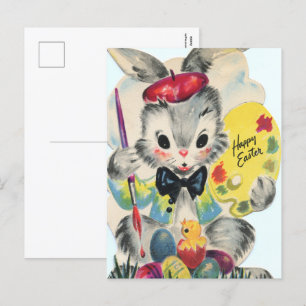 retro vintage Easter bunny Holiday Postcard