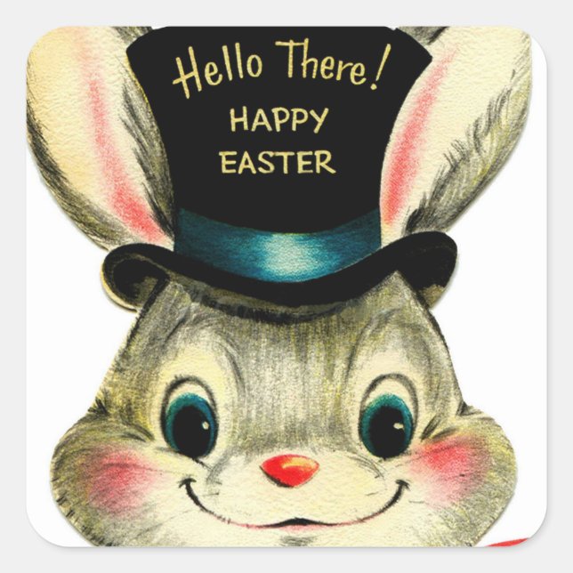 Retro vintage Easter bunny Holiday sticker (Front)