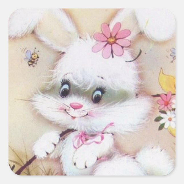 Retro vintage Easter bunny Holiday sticker (Front)